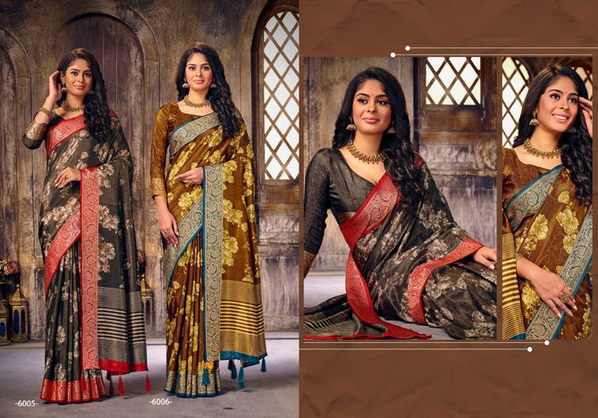 Smart Look Vol 6 By Shubh Sharee Velvet Tusser Silk Sarees Wholesale Market In Surat